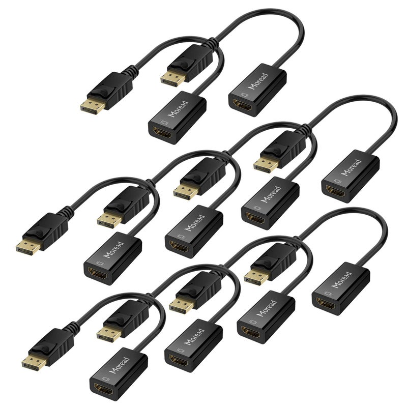 Moread 4K DisplayPort (DP) to HDMI Adapter, 10 Pack, Uni-Directional Gold-Plated Display Port Computer to HDMI Screen Converter (Male to Female) Compatible with HP, Dell, Lenovo & More, Passive -Black - Image 1